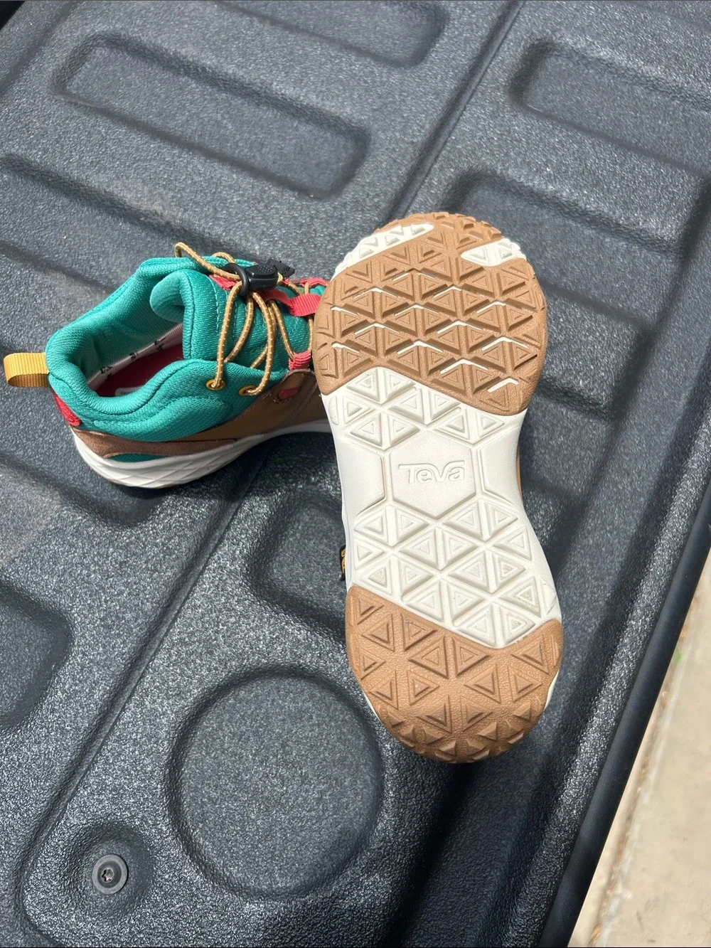 Teva Kids Trail Sneakers in Teal and Brown with Pink Accents